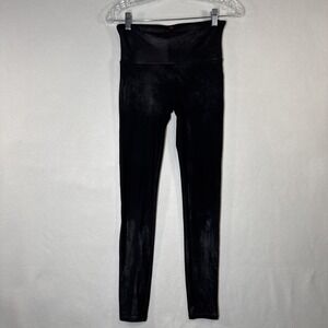 SPANX Black Metallic Shimmer Leggings Glam Athleisure Core Sz M Shimmer Wear